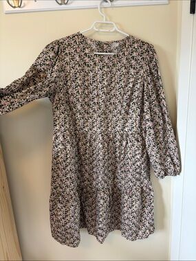 Anko Pink and green Floral Tiered Dress mini dress